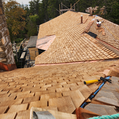 Brown roof under construction. Brown roof under construction.