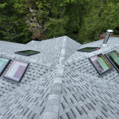 Roof with sun skylights. Roof with sun skylights.