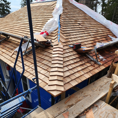 Roof under construction. Roof under construction.