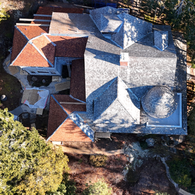 Top view of house roof. Top view of house roof.