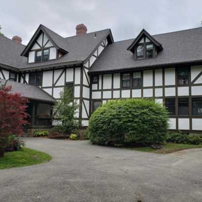 White house with green bush. White house with green bush.